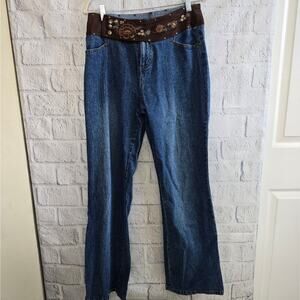 Deja Bleu Y2K Western Bohemian Cottage Style High Rise Wide Leg Jeans Size 12